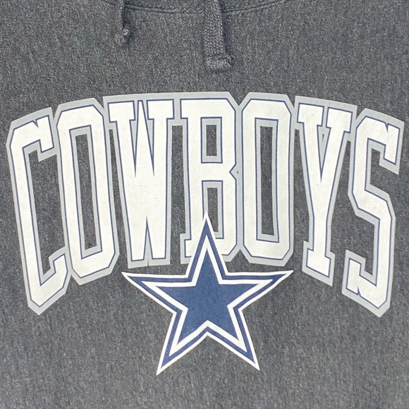 Dallas Cowboys NFL Charcoal Gray Spell Out Oversized Pullover Hoodie Sweatshirt - Picture 3 of 6